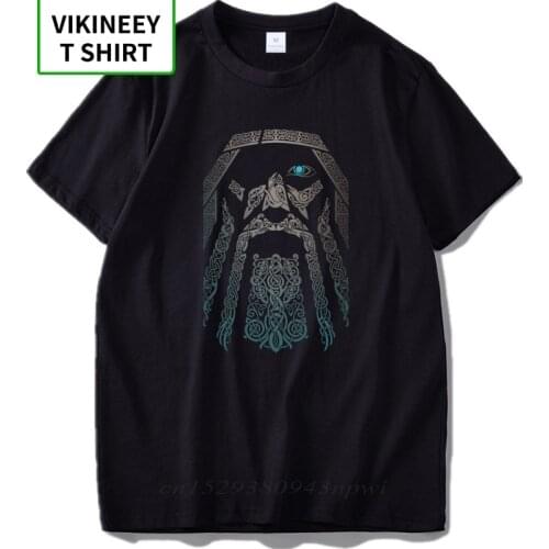 Odin T shirt Vikings Aesir God Nordic Mythology Cool Tee Shirt Digital Print Black 100% Cotton T-shirt EU Size