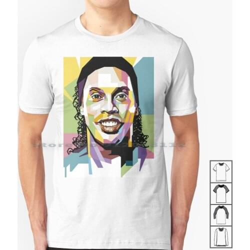 Ronaldinho Pop Art T Shirt 100% Cotton Ronaldinho Football Soccer Futebol Brasil Brazil Legend Ronaldo Pelé Sport Germain