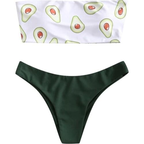 #H40 Sexy Women Brand Bikini Set Print Strapless Swimwear Swimsuit Off Shoulder Brazilian Biquini Thong Bikini Maillot De Bain