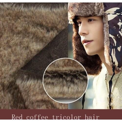 Autumn and winter artificial fur red coffee three-color wool hat clothes shoe fabric