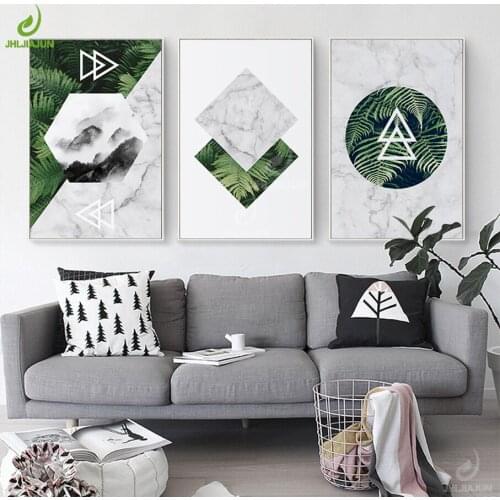 JHLJIAJUN Canvas Painting Nordic Minimalist Watercolor Wall Art Green Plant Living Room Print And Poster Modern Room Home Decor