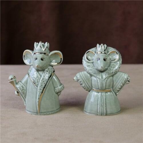 Ceramic Mouse Consorts Figure Queen Porcelain King Miniature Couple Adornment Craft Decor Wedding Gift Valentines Day Souvenir