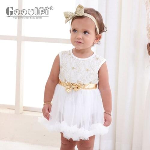 Gooulfi Rompers for Baby Girls Newborn Sleeveless Baby Girl Onesie Dress Bowknot Lovely Summer Clothes for Baby Girl 6-12 Months