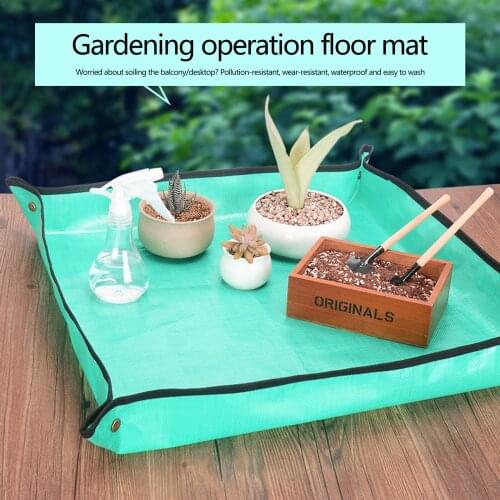 Plant Repotting Mat, Waterproof PE Square Foldable Planting Operation Mat Transplanting Pot Pad Gardening Potting Tarp for Home