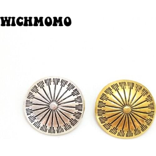 6pcs/bag 21MM Retro Zinc Alloy Round Flowers Gold Decorative Clothes Buttons Charms Pendants for DIY Hair Jewelry Accessories
