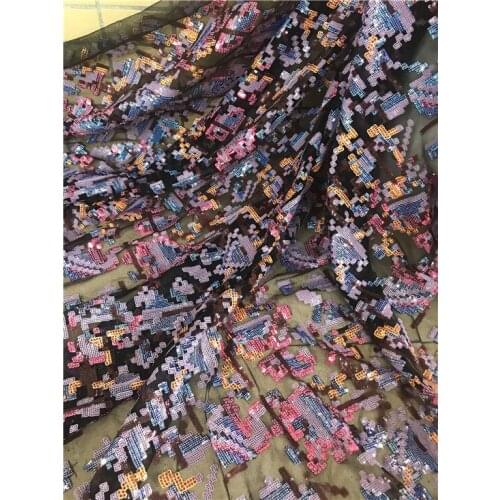 Embroidered sequins Lace Fabric 5 Yards ZH-591813 For Party Dress Fashion French Net Lace Fabric