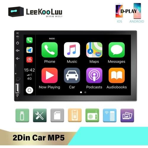 LeeKooLuu Autoradio 2din Car Radio Bluetooth Android Auto 7" Touch Screen 2 Din D-Carplay Video MP5 Player USB TF USB Stereo