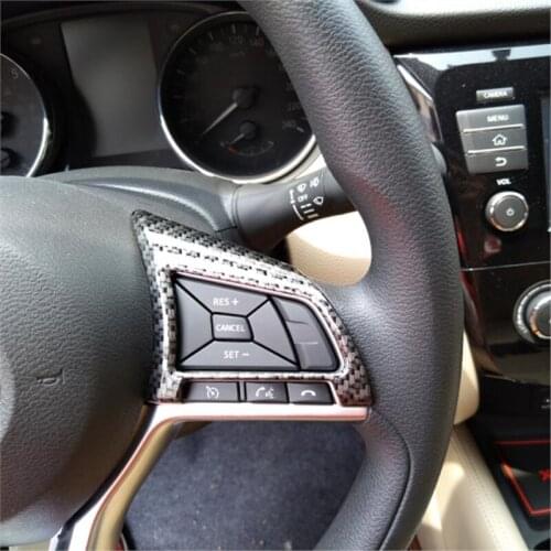 ABS Matte Steering Wheel Button Cover Trim Chrome Car Stickers Carbon Fiber Style Accessories For Nissan Qashqai J11 2018 2019