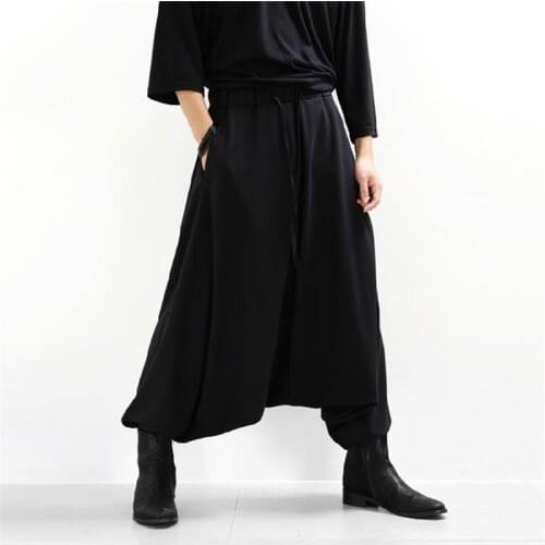 Mens casual pants wide-leg trousers, harem pants, loose low-grade suspending crotch