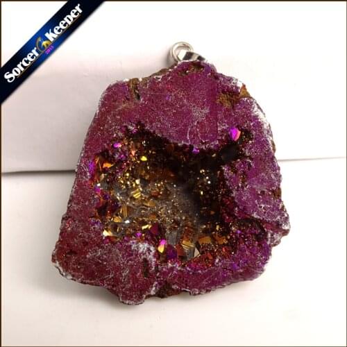 Natural Raw Mineral Crystal Pendant Druzy Drop Pendants Pendulum Chakra Natural Stone Pendants For Jewelry Making YS871