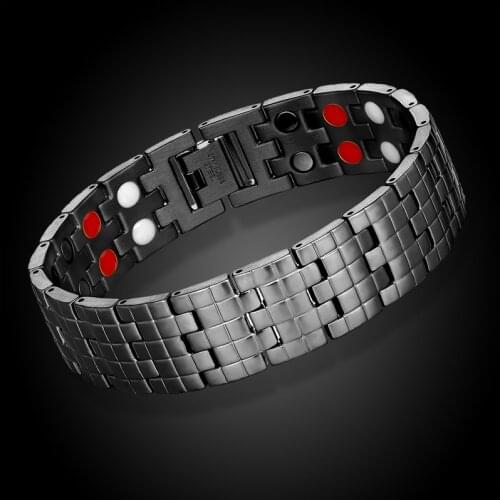 New fashion jewelry stainless steel magnetic bracelet bio energy therapy magnet magnetic mens accessories gold black bracelet