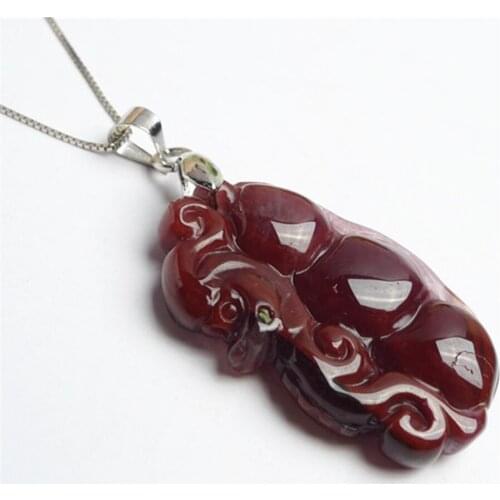 29.5*7*18mm Genuine Wine Red Cacoxenite Auralite 23 Natural Stone Pendant For Women Femme Charming Crystal Bead Pendant Just One