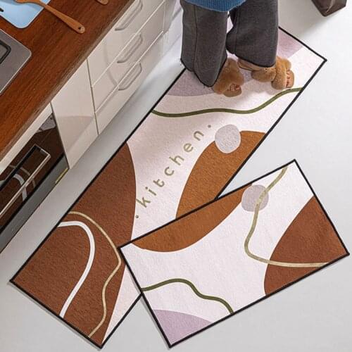 New Household Kitchen Rugs Rectangle Entrance Door Ground Kitchen Mat Durable Non-slip Water-absorption Carpet Simple Fashion