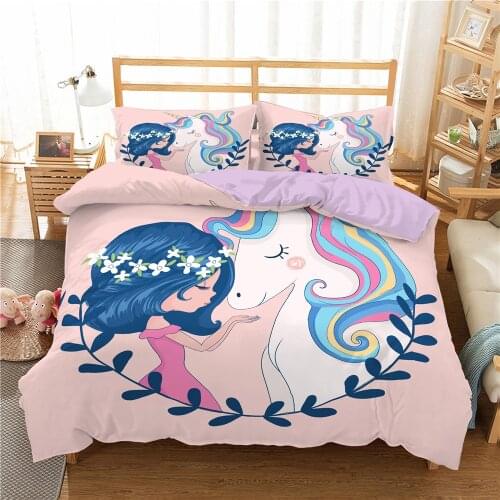 240x220 260x220 Unicorn Printing Purple Background Cartoon Bedding Sets Duvet Cover 90 Young Bed Liene Bed Set 2 People Adult