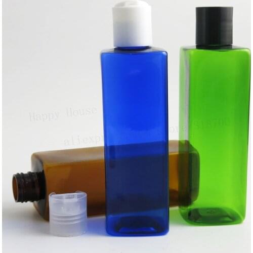 24 x 240ml 8oz Empty Square Plastic Refillable Bottles with Hand-Press Flip Disc Caps For Travel or Organize Soap Shampoo Lotion