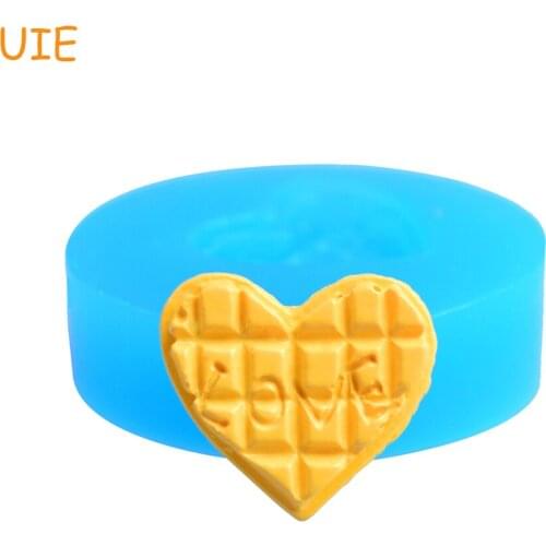 QYL245U 17mm Heart Waffle Cookie Mold Biscuit Silicone Mold 17mm - Polymer Clay Sugarcraft Fake Food Charms Molds