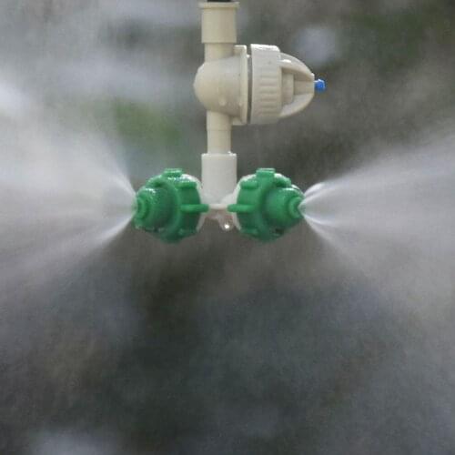 Garden Hanging anti drip misting nozzle 4-way Greenhouse cross Misting Sprinklers With 1/4" barb threaded connector 30set