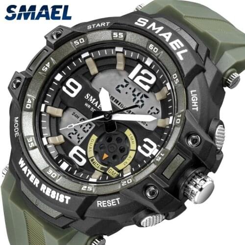 SMAEL New S Shock Men Sports Watches Big Dial Quartz Digital Watch For Men Luxury Brand LED Military Waterproof Men Wristwatches