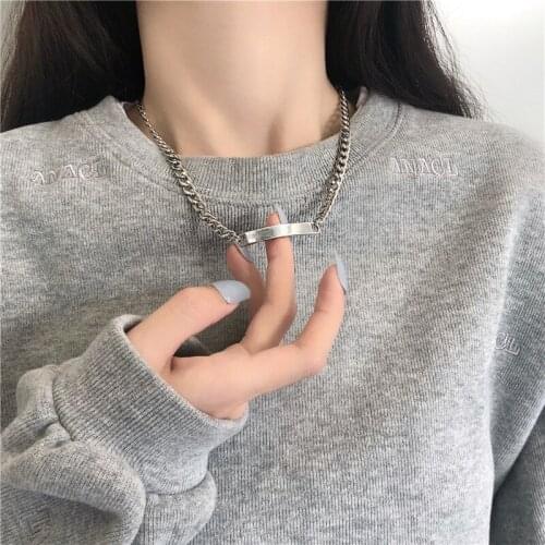 TIMEONLY Simple Square Metal Hollow Choker Necklaces for Women Ladies Street Style Jewellery Buddy Neckalce Hip Hop Girls Punk