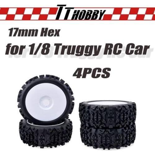 TTHOBBY 4PCS Rc Wheel Tire 1/8 Wheels Tires 120MM Tires Wheel for 1/8 Truggy Off-road RC Car Traxxas Redcat Team Kyosho Carson