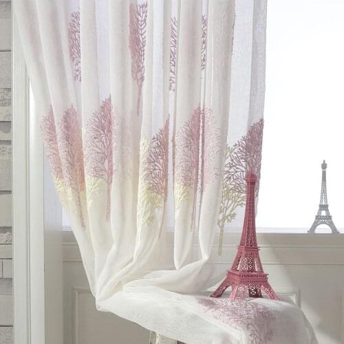 2019 Limited New Curtains Tulle For Bedroom Living Room Embroidered Tree Sheer For Window For Blinds
