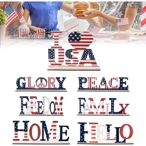 American Independence Day Decorations Wooden Letters Creative United States National Day July 4th Holiday Diy Ornament Glorys