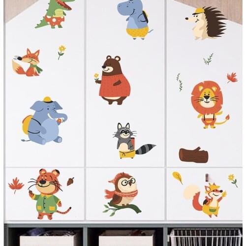 Cartoon Animals Waterproof Vinyl For Walls Stickers Tiger Nursery Wallpaper Home Decor Furniture Kid Bedroom Wardrobe Art Poster