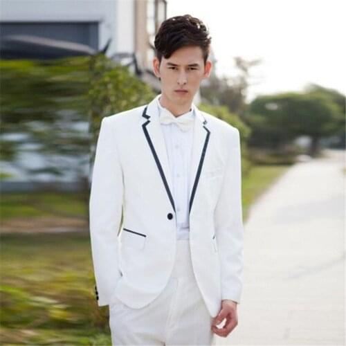 High quality vestido de festa ivory collar terno masculino mens suit 2020 new One button best men wedding suits ( jacket+Pants)