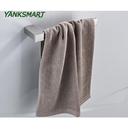 YANKSMART Stainless Steel Wall Easy Hanging Bathroom Towel Rail Holder Rack Shelf Single Bar