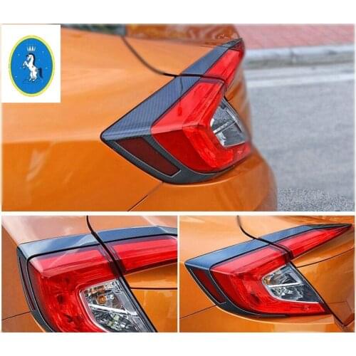 Yimaautotrims Auto Accessory Trunk Rear Tail Lights Eyebrow Eyelid Cover Trim For Honda Civic 2016 2017 ABS Carbon Fiber Look