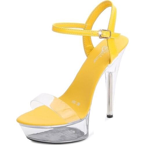 Walking Show Stripper Heels Woman Platforms High Heels Sandals Sexy Ladies Big Yard Shoes 2021 New