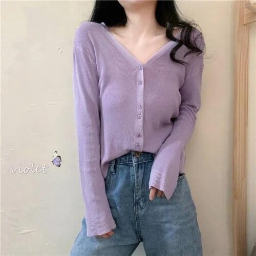 Knitted Cardigan sweater New Autumn and winter Women V Neck Long Sleeve sweater Fashion Cardigan for Female Jumper Outwear