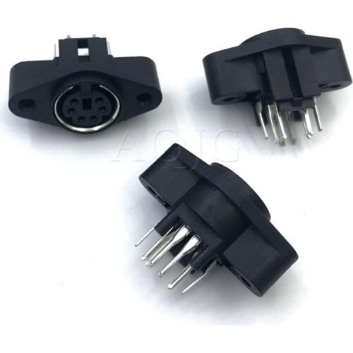 2PCS MDC/S Terminal Socket DIN Jack Connector Mini PS2 6Pin 6P with Fixed Hole Mouse Keyboard