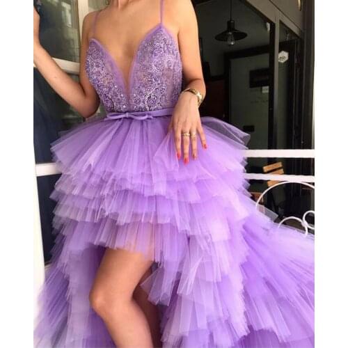 2021 Blue Tulle Sweetheart Ruffles Light Short Front Long Back Party Dresses cocktail dress High Low Prom Dresses Evening Gowns