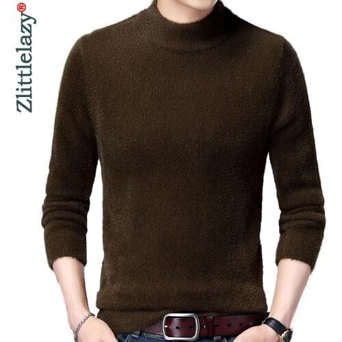 2021 Casual Knitted Thick Mink Sweater Men Pullover Clothing Fashion Solid Clothes Knit Winter Warm Mens Sweaters Pullovers 1902