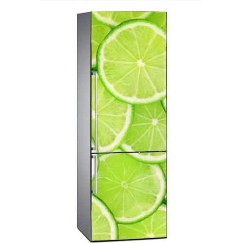 3D Fridge Sticker Green Lemon Refrigerator Door Cover Kitchen Home Decoration Accessories Modern 3d Wall Stickers Customizable