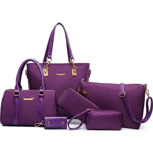 6PCS/SET PU Leather Women Handbags Shoulder Crossbody Bag Purse Wallet Women Envelope Messenger Bags Female Composite Bag