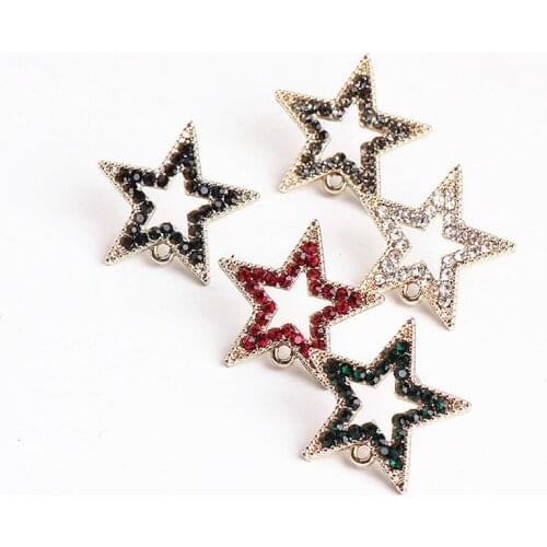 8pcs bling star heart charm Earrings Dripping oil Ear Studs Connector Posts Pins Base Settings Jewelry handmade DIY material