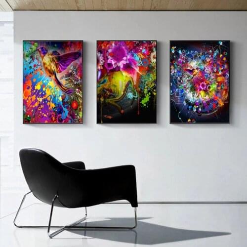Abstract Personality Color Bird Canvas Paintings Street Graffiti Art Posters and Prints Creative Wall Art Picture for Home Decor