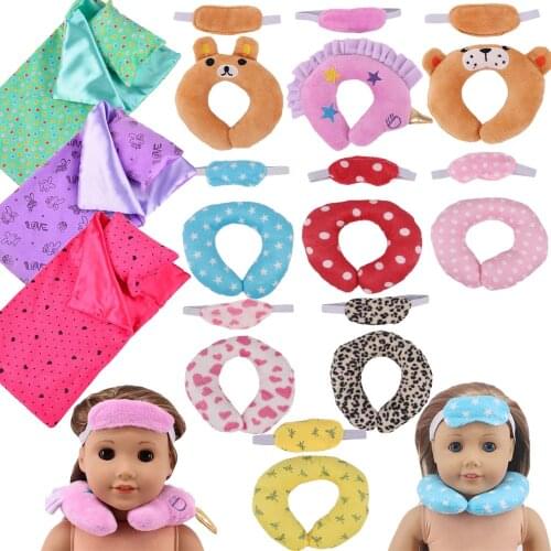 Doll Accessories Sleeping Bag Eye Mask U-shaped Pillow For 18Inch American Doll 43Cm Reborn Baby Clothes Generation Girls Gifts