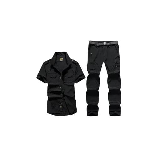 Army green and black tactical military clothes men outdoor summer short-sleeved clothes soldiers paint gaming devices