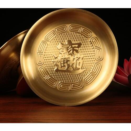 Buddhist supplies copper Buddha with lucky lotus fruit tray
