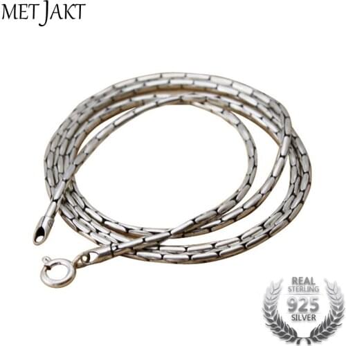 MetJakt Classic Solid 925 Sterling Silver 1.2mm Snake Chain Necklace Fit Pendant Charm for Unisex Jewelry 45cm 50cm