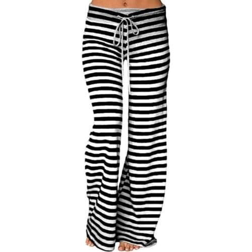 Print Sleep Bottom Women Cotton Long Pant Home Pajamas Soft Slip Summer Pants Drawstring Big Size Sexy Stripe Casual Big Size