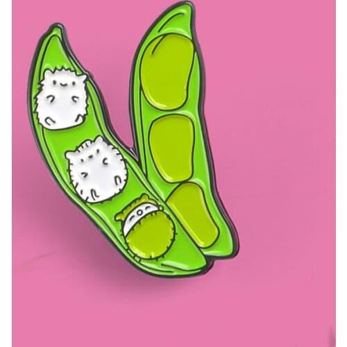 Cute Green Bean pea Hedgehog baby Brooches Enamel Pin Animal Brooch Backpack Clothes Lapel Pin Plant Badge Jewelry Gift for Kids