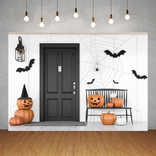 White Wall Spider and Bats Photography Backgrounds Custom Backdrops Photo Studio for Children Portrait Halloween Party Photocall