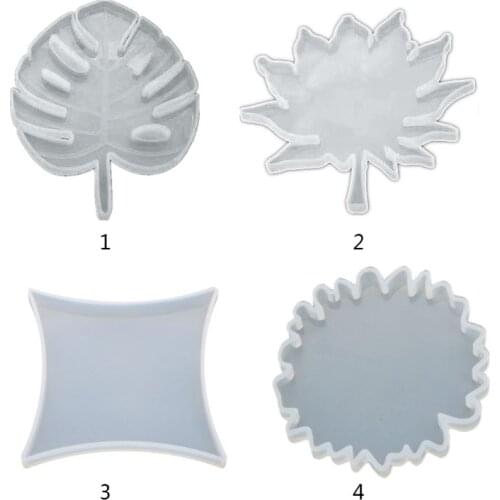 DIY Coaster Carfts Epoxy Mold UV Resin Crystal Silicone Molds Round Maple Leaf Shape Decorations Making