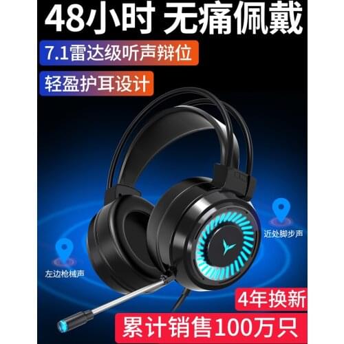 Head-mounted headset wired to eat chicken and listen to the special mobile phone wireless Bluetooth 7.1-channel single hole