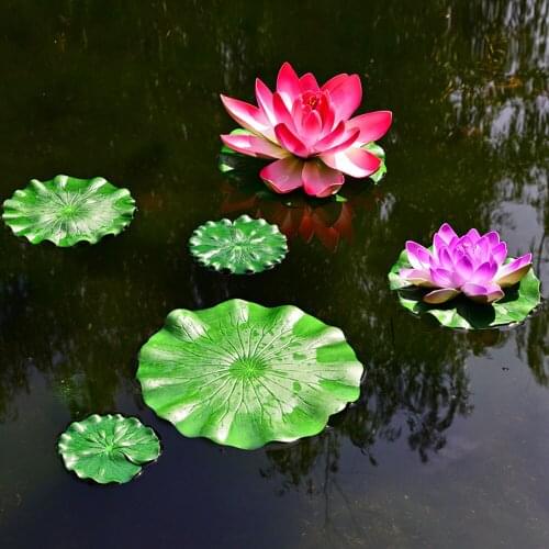 Fake Lotus Leaves Waterscape Plants Artificial Flowers Floating Lotus Garden Decoration Living Room Fake Water Lily Pool Flowers