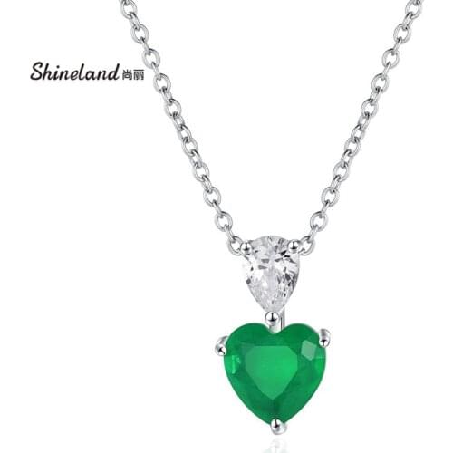 Shineland Maxi Choker Necklace Collier Classic Fashion Heart Pendant Zircon Luxury Women Party Jewelry Accessories Mother Gifts